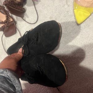 Aldo Black Suede Shoes with Gold Accents